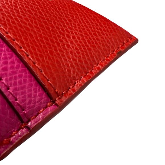 Coach card case wallet bi-color crossgrain leather red pink F63669 - Picture 6 of 12